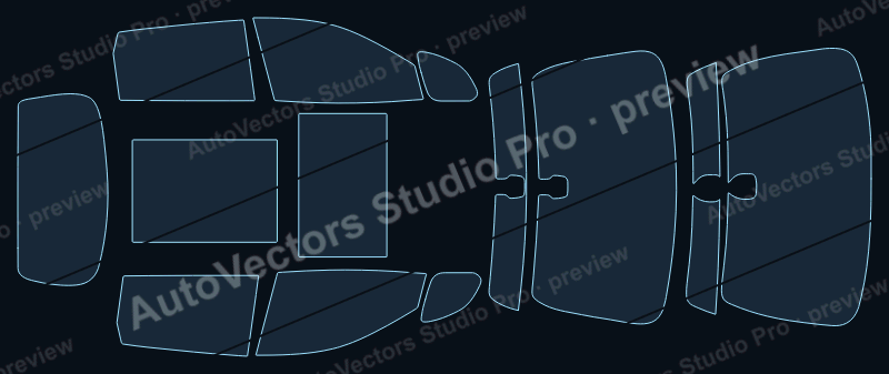 Jeep Cherokee 2019 precut window film pattern – watermarked preview from the cutting software