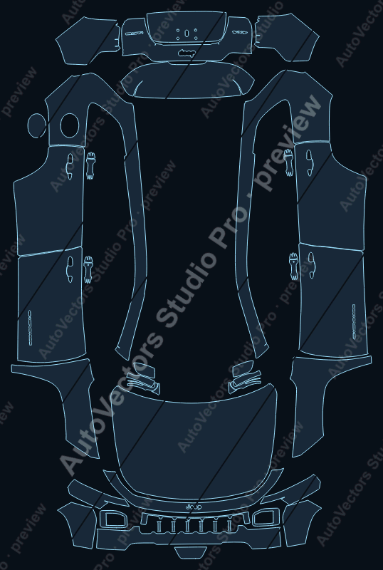Jeep Cherokee Base 2026 precut PPF pattern – watermarked preview from the cutting software
