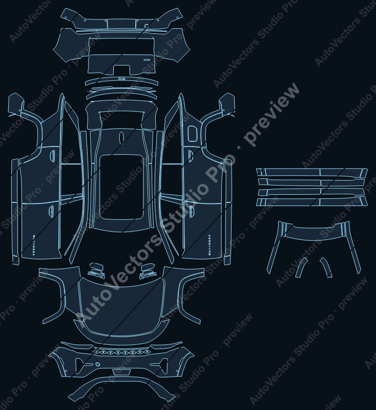 Jeep Wagoneer S Launch Edition 2025 precut PPF pattern – watermarked preview from the cutting software
