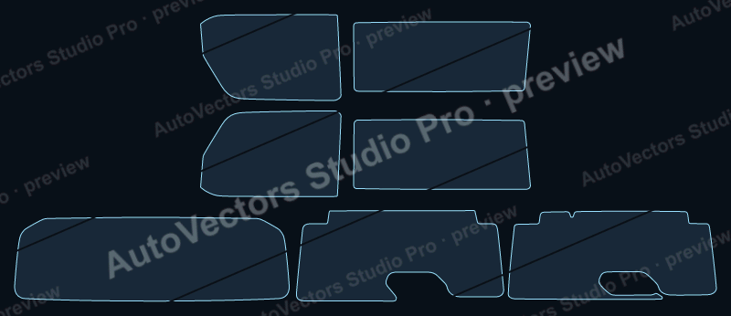 Jeep Wrangler JL 2018 2-door precut window film pattern – watermarked preview from the cutting software