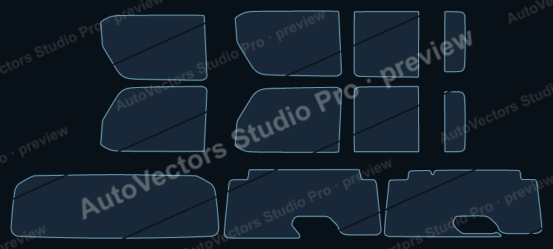 Jeep Wrangler JL 2018 4-door precut window film pattern – watermarked preview from the cutting software