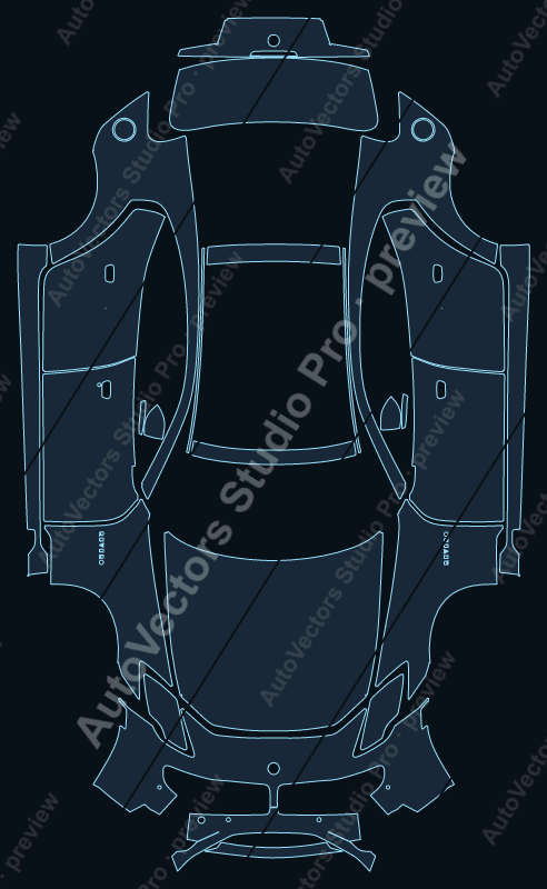 Karma Revero Base 2018 front kit precut PPF pattern – watermarked preview from the cutting software