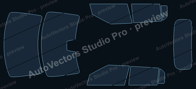 KIA EV3 Base 2025 precut window film pattern – watermarked preview from the cutting software