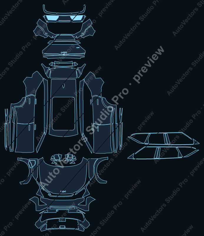 KIA EV5 Base 2024 precut PPF pattern – watermarked preview from the cutting software