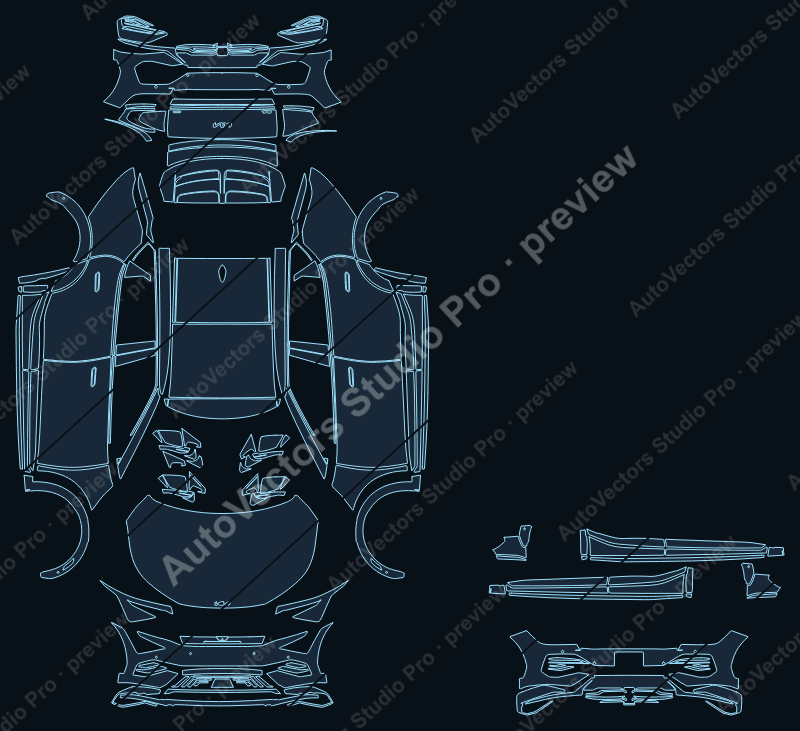 KIA EV6 GT Line 2025 SUV precut PPF pattern – watermarked preview from the cutting software