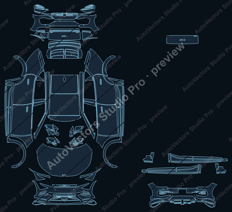 KIA EV6 GT-Line US 2025 SUV precut PPF pattern – watermarked preview from the cutting software