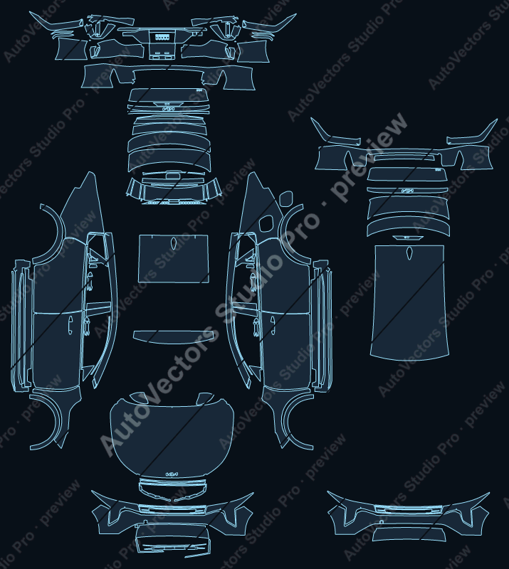 KIA K4 2025 precut PPF pattern – watermarked preview from the cutting software