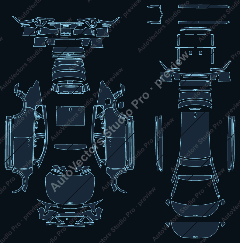 KIA K4 GT-Line Turbo 2025 sedan precut PPF pattern – watermarked preview from the cutting software