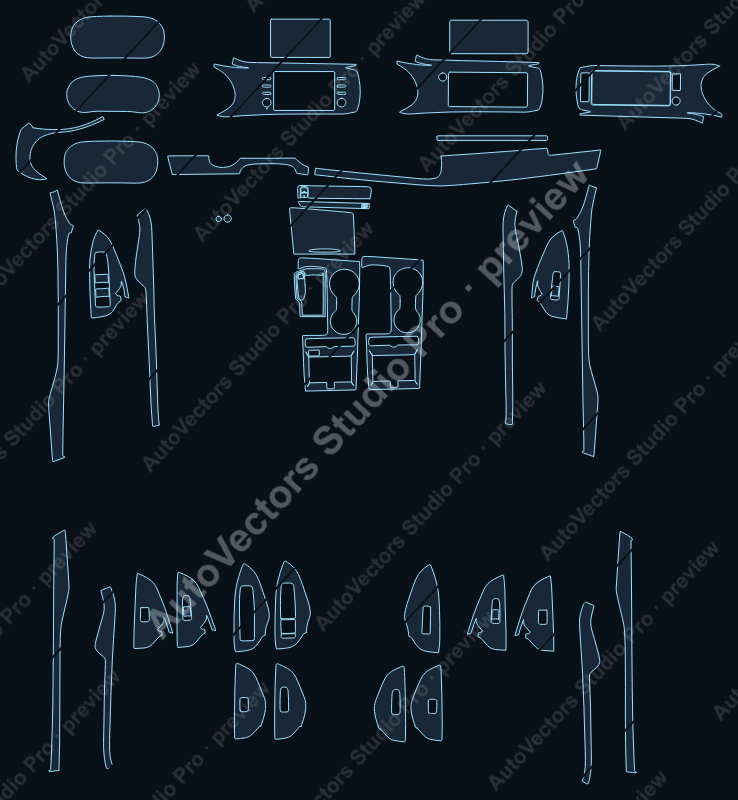 KIA K5 Base 2022 precut interior protection film pattern – watermarked preview from the cutting software