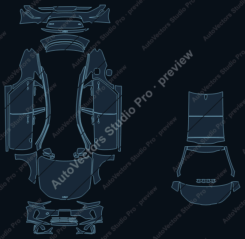 KIA K5 CH 2023 precut PPF pattern – watermarked preview from the cutting software