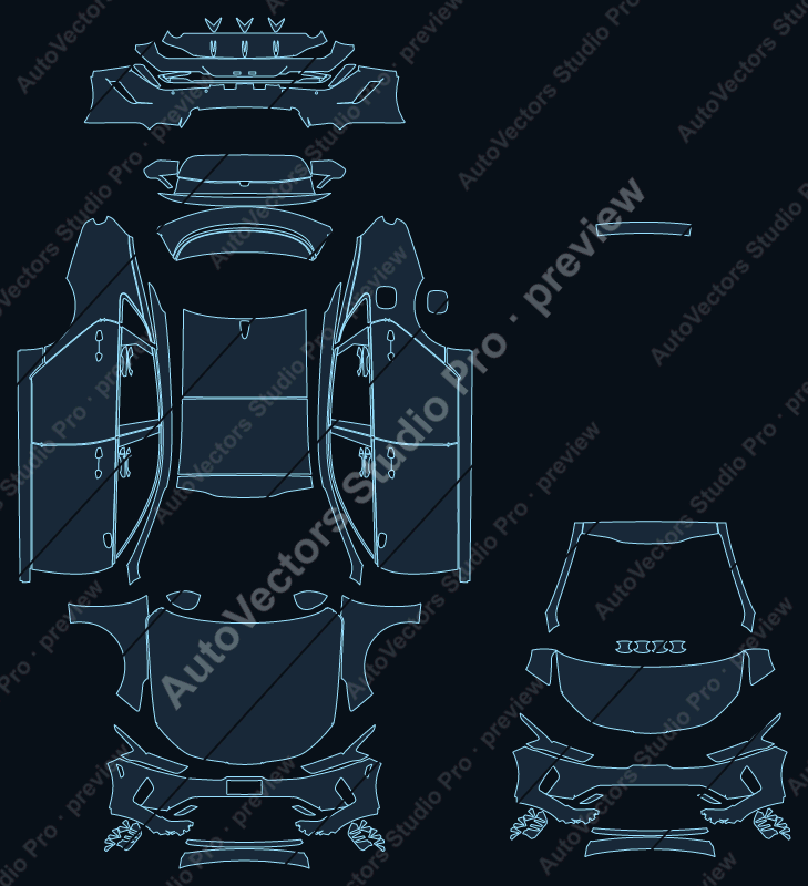 KIA K5 EX US 2023 precut PPF pattern – watermarked preview from the cutting software