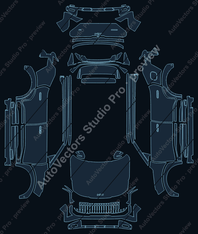 KIA Seltos Base 2027 SUV precut PPF pattern – watermarked preview from the cutting software