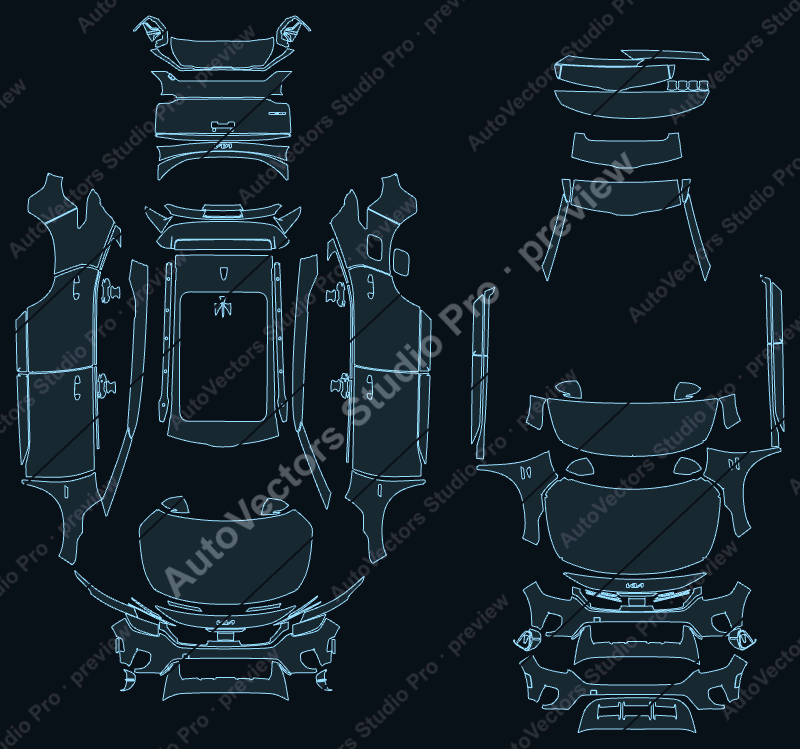 KIA Seltos Facelift EX 2022 SUV precut PPF pattern – watermarked preview from the cutting software