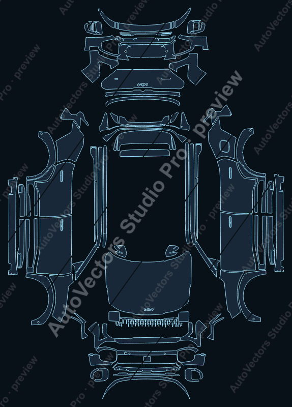 KIA Seltos Sport 2025 SUV precut PPF pattern – watermarked preview from the cutting software