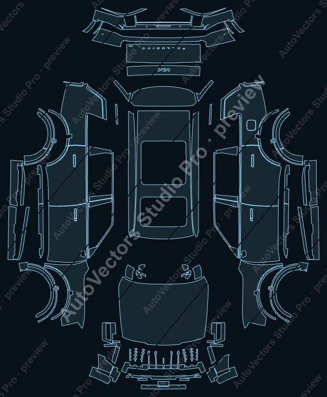 KIA Telluride X-Line 2027 precut PPF pattern – watermarked preview from the cutting software