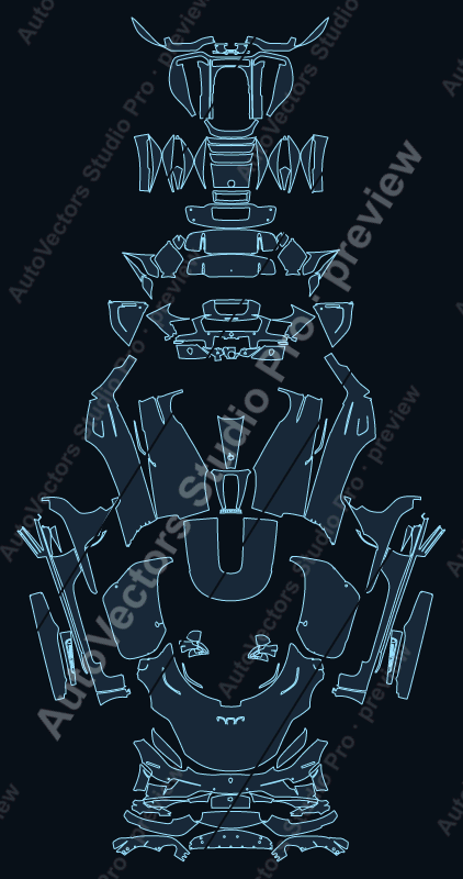 Koenigsegg Regera Base 2016 coupe precut PPF pattern – watermarked preview from the cutting software