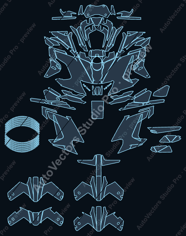 KTM 1290 Super Adventure S R 2021 precut motorcycle PPF pattern – watermarked preview from the cutting software
