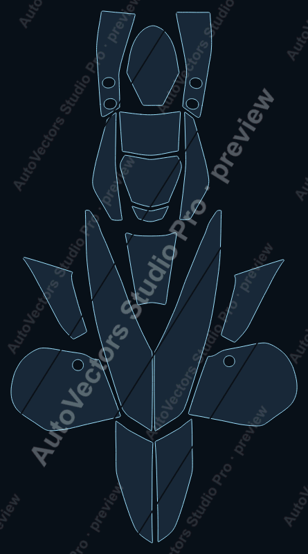 KTM Duke 690R Base 2017 precut motorcycle PPF pattern – watermarked preview from the cutting software