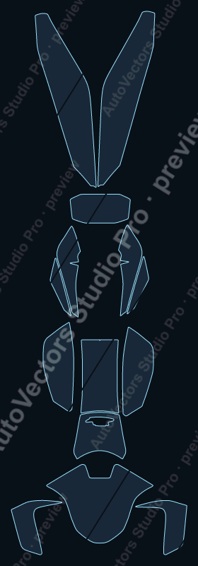KTM Duke 790 2018 precut motorcycle PPF pattern – watermarked preview from the cutting software