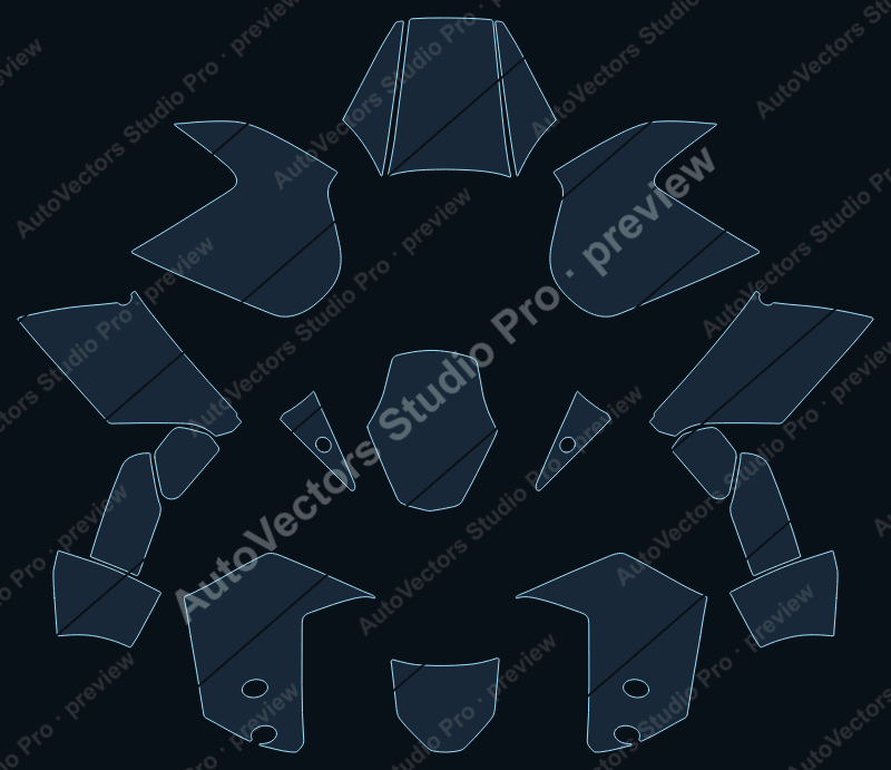 KTM Super Adventure Base 2015 precut motorcycle PPF pattern – watermarked preview from the cutting software