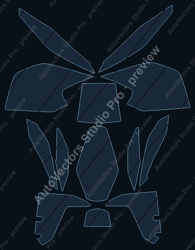 KTM Super DUKE1290R Base 2017 precut motorcycle PPF pattern – watermarked preview from the cutting software