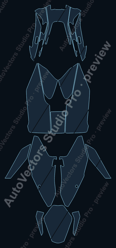 KTM Superduke GT 2017 precut motorcycle PPF pattern – watermarked preview from the cutting software