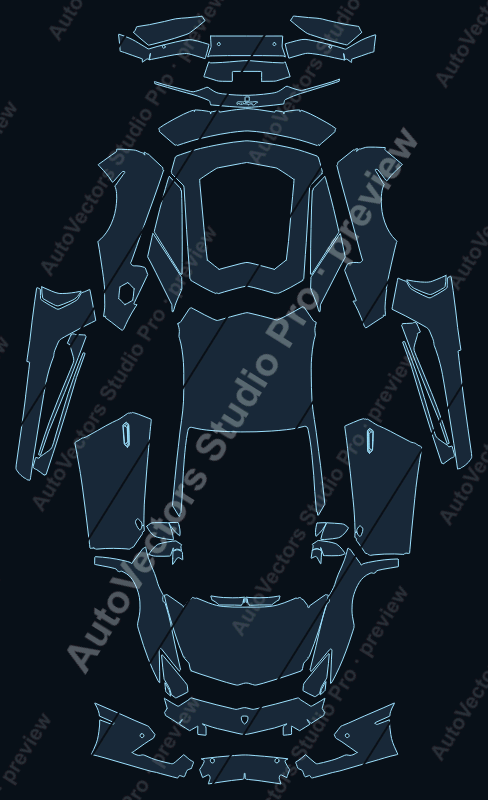 Lamborghini Aventador LP 700-4 2012 coupe precut PPF pattern – watermarked preview from the cutting software