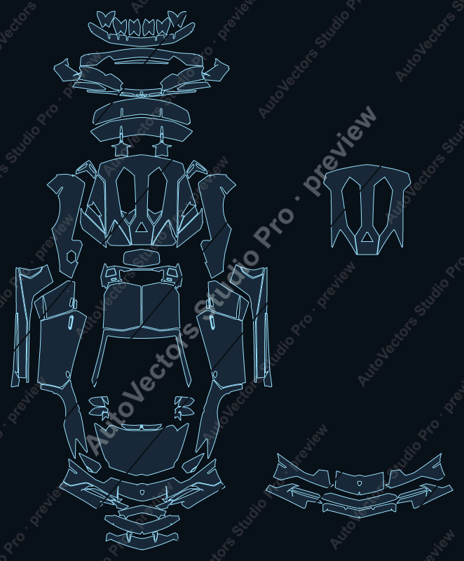 Lamborghini Aventador Superveloce Lp750-4 2016 roadster precut PPF pattern – watermarked preview from the cutting software