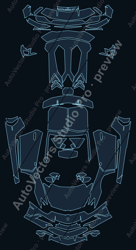 Lamborghini Aventador SV 2017 roadster precut PPF pattern – watermarked preview from the cutting software