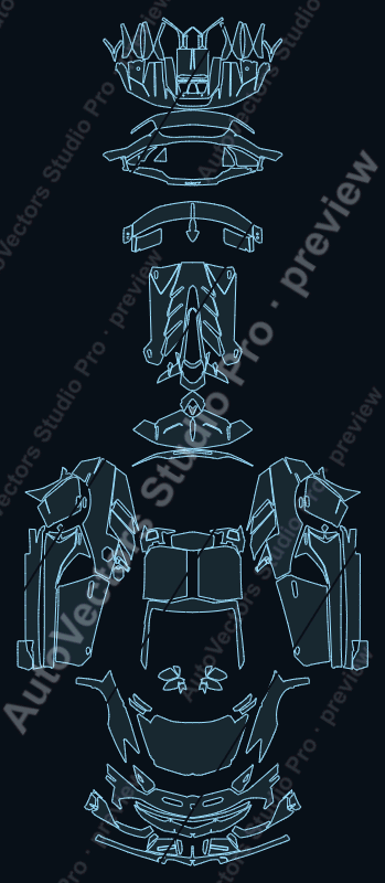 Lamborghini Aventador SVJ Edition 63 2019 roadster precut PPF pattern – watermarked preview from the cutting software