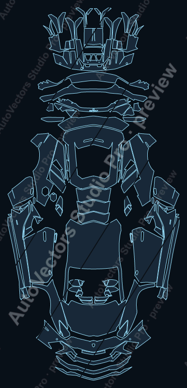 Lamborghini Aventador Ultimae 2022 coupe precut PPF pattern – watermarked preview from the cutting software