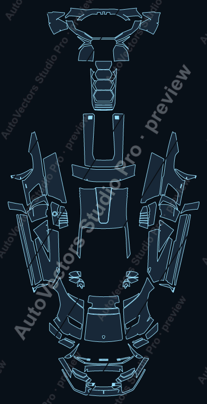 Lamborghini Countach LPI 800-4 2022 precut PPF pattern – watermarked preview from the cutting software