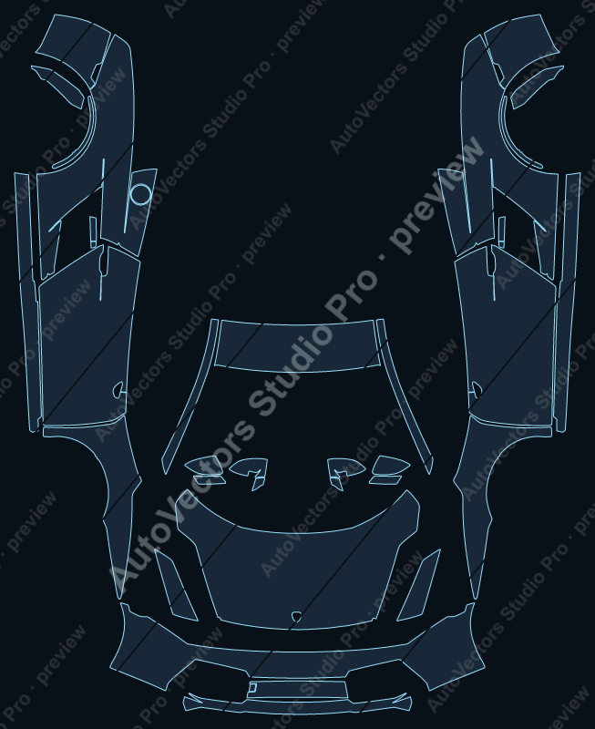 Lamborghini Gallardo Base 2003 full kit precut PPF pattern – watermarked preview from the cutting software