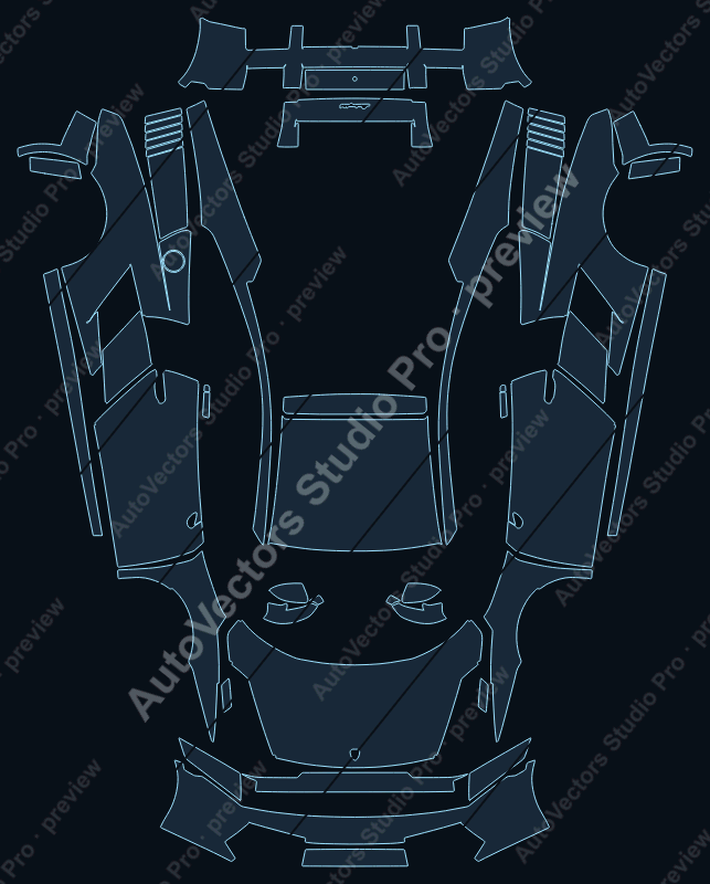Lamborghini Gallardo Base 2006 coupe precut PPF pattern – watermarked preview from the cutting software