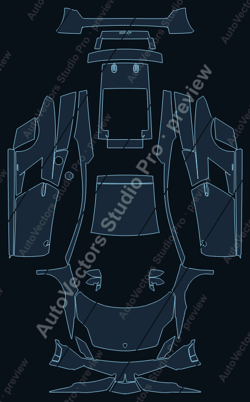 Lamborghini Gallardo LP 570-4 Superleggera 2011 precut PPF pattern – watermarked preview from the cutting software