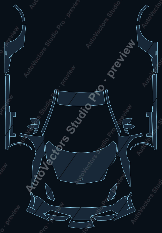 Lamborghini Gallardo Lp550-2 2011 spyder front kit precut PPF pattern – watermarked preview from the cutting software