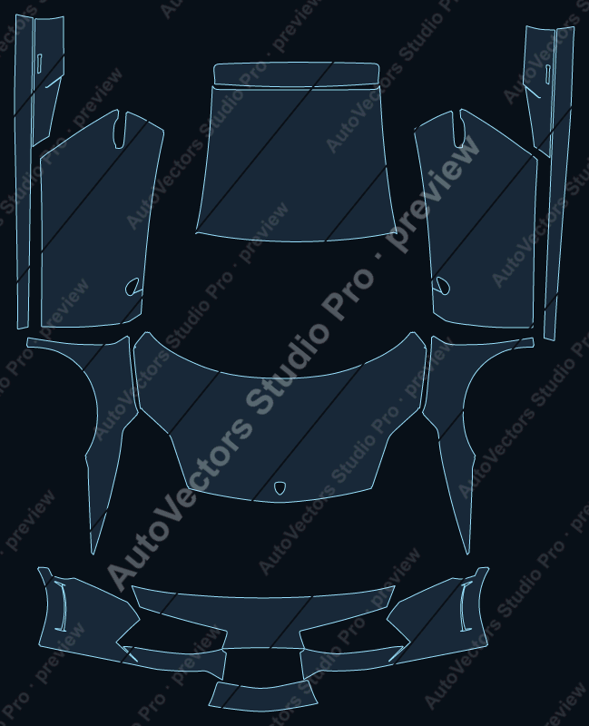 Lamborghini Gallardo Lp550-2 2013 coupe front kit precut PPF pattern – watermarked preview from the cutting software