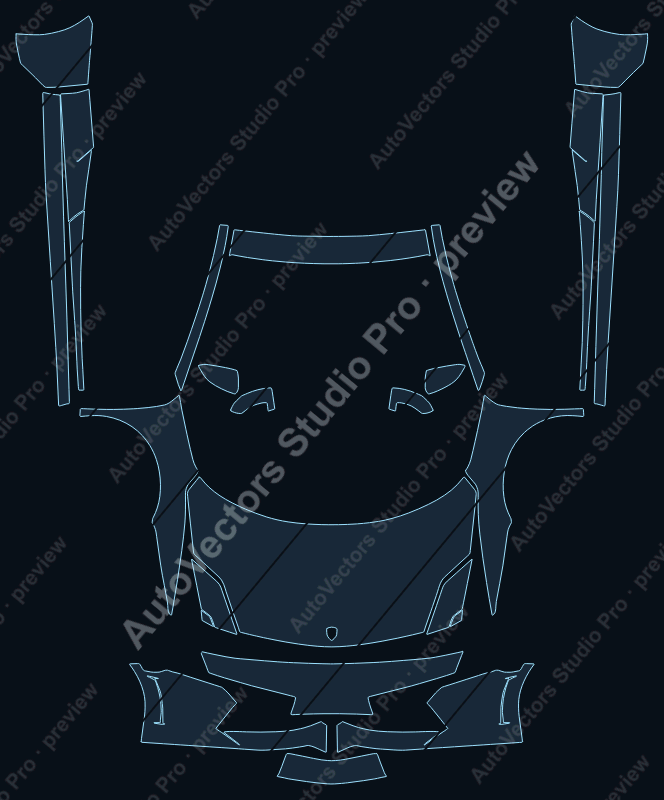 Lamborghini Gallardo Lp550-2 2016 coupe precut PPF pattern – watermarked preview from the cutting software
