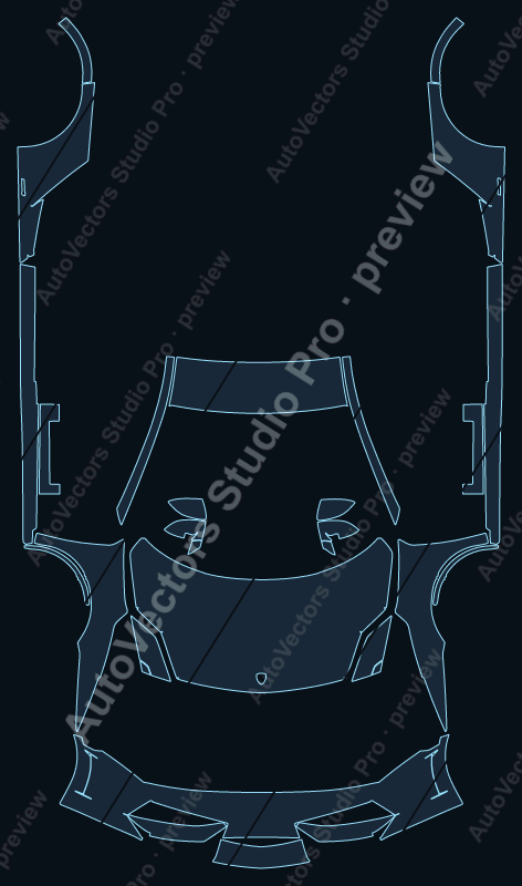 Lamborghini Gallardo Lp560-4 2009 front kit precut PPF pattern – watermarked preview from the cutting software