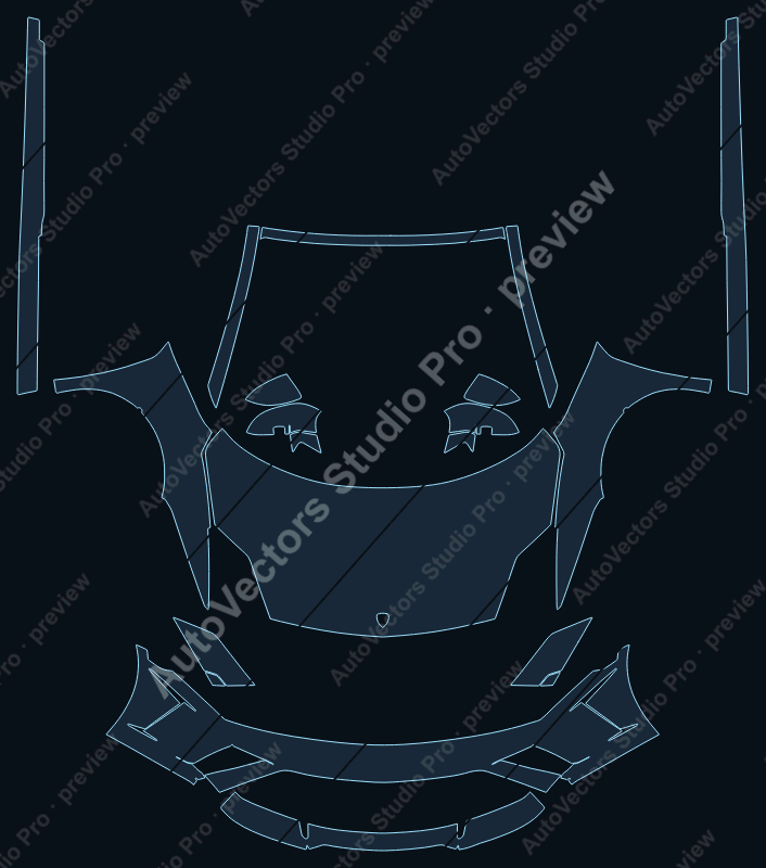 Lamborghini Gallardo Lp560-4 2012 coupe precut PPF pattern – watermarked preview from the cutting software