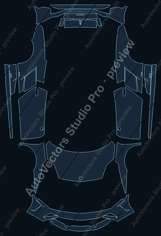 Lamborghini Gallardo Lp560-4 2013 spyder precut PPF pattern – watermarked preview from the cutting software