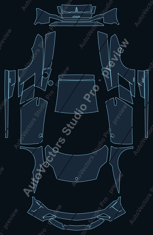 Lamborghini Gallardo Lp560-4 Base 2013 precut PPF pattern – watermarked preview from the cutting software