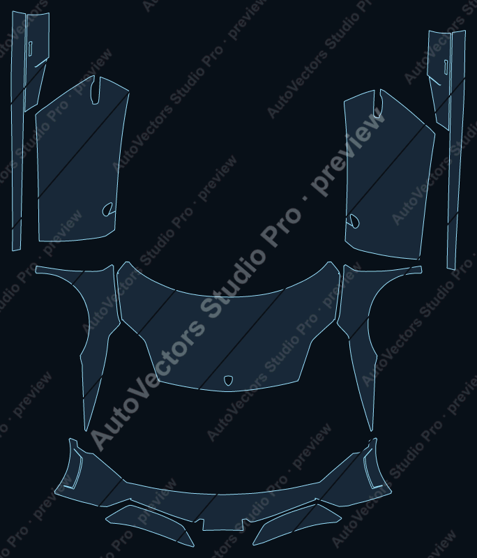 Lamborghini Gallardo Lp570-4 Performante 2013 spyder front kit precut PPF pattern – watermarked preview
