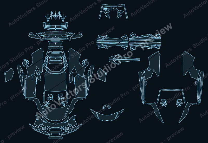 Lamborghini Huracan EVO LB724 2019 coupe precut PPF pattern – watermarked preview from the cutting software