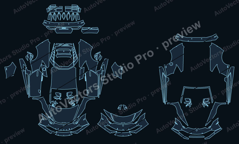 Lamborghini Huracan Lp610-4 2014 coupe precut PPF pattern – watermarked preview from the cutting software