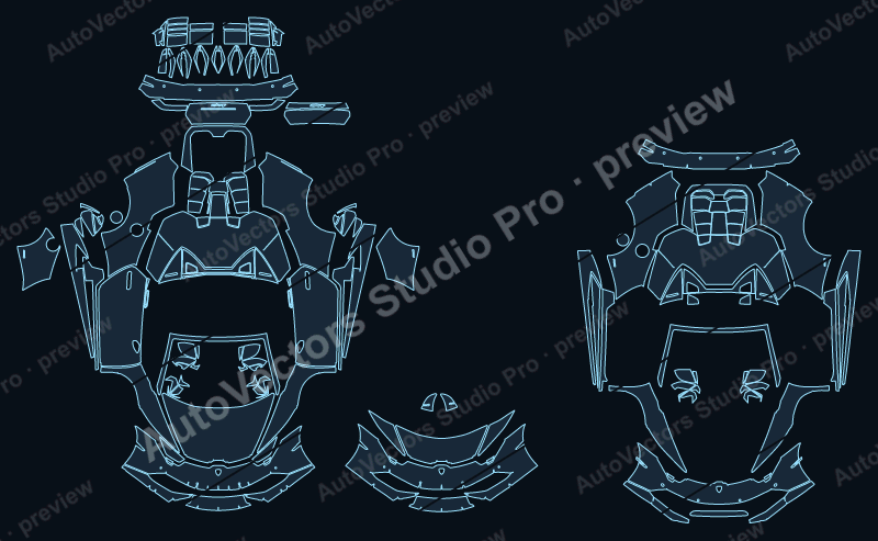 Lamborghini Huracan Lp610-4 2014 spyder full kit precut PPF pattern – watermarked preview from the cutting software