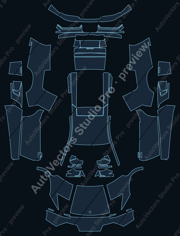 Lamborghini Murcielago LP640 2010 coupe precut PPF pattern – watermarked preview from the cutting software
