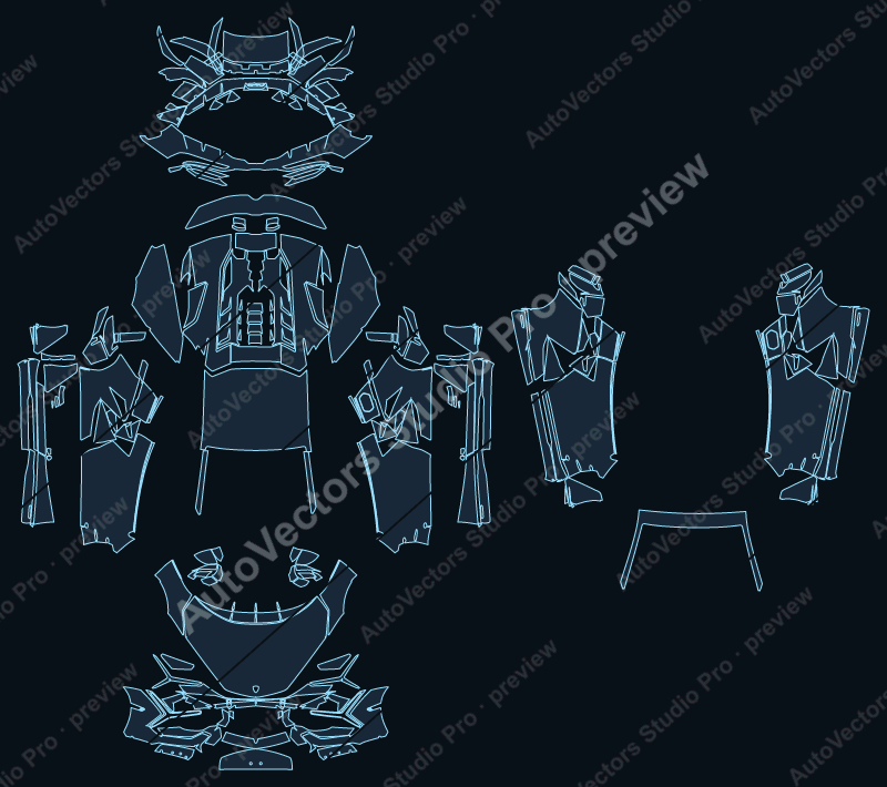 Lamborghini Revuelto Base 2024 precut PPF pattern – watermarked preview from the cutting software