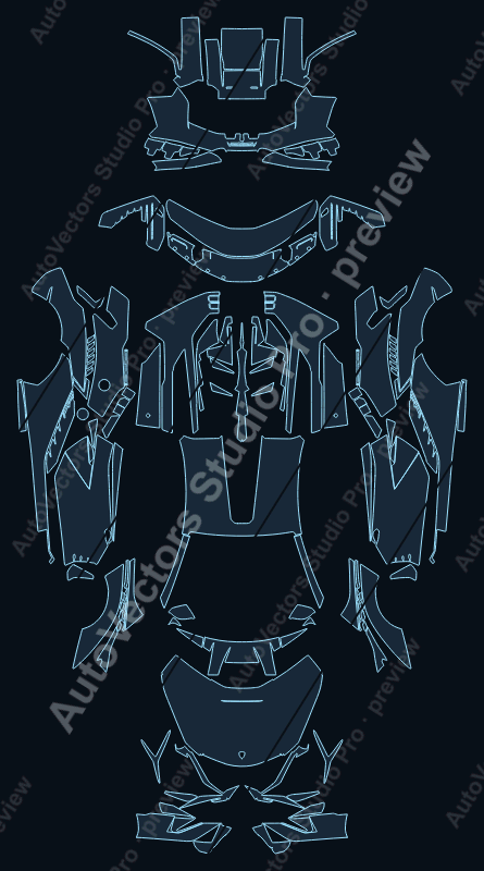 Lamborghini Sian 2021 precut PPF pattern – watermarked preview from the cutting software