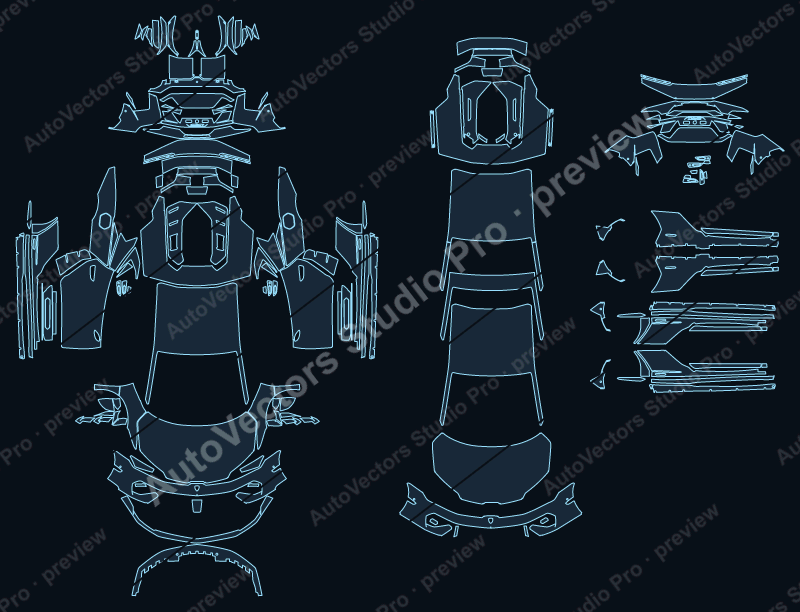 Lamborghini Temerario Base 2025 precut PPF pattern – watermarked preview from the cutting software